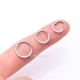 Detail View 3 of Implant Grade Titanium Brilliant Fire Opal Lined Front Facing Seamless Clicker Hoop Ring-White Opal