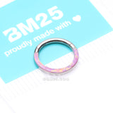 Detail View 4 of Implant Grade Titanium Brilliant Fire Opal Lined Front Facing Seamless Clicker Hoop Ring-Pink Opal