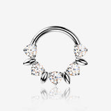 Implant Grade Titanium Sparkle Royal Floral Clicker Hoop Ring