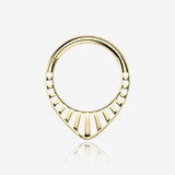 Implant Grade Titanium Golden Grand Tiara Teardrop Clicker Hoop Ring