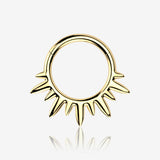 Implant Grade Titanium Golden Blazing Sun Rays Clicker Hoop Ring