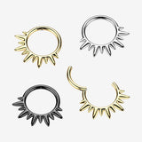 Detail View 1 of Implant Grade Titanium Blazing Sun Rays Clicker Hoop Ring