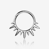 Implant Grade Titanium Blazing Sun Rays Clicker Hoop Ring