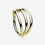 Implant Grade Titanium Golden Triple Row Hoops Steel Seamless Clicker Hoop Ring