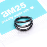 Detail View 4 of Implant Grade Titanium Blackline Triple Row Hoops Steel Seamless Clicker Hoop Ring