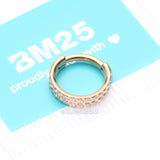 Detail View 4 of Implant Grade Titanium Golden Double Lined Gems Seamless Clicker Hoop Ring-Clear Gem
