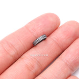 Detail View 2 of Implant Grade Titanium Blackline Double Lined Gems Seamless Clicker Hoop Ring-Clear Gem