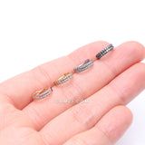 Detail View 3 of Implant Grade Titanium Blackline Double Lined Gems Seamless Clicker Hoop Ring-Clear Gem