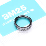 Detail View 4 of Implant Grade Titanium Blackline Double Lined Gems Seamless Clicker Hoop Ring-Clear Gem