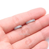 Detail View 3 of Implant Grade Titanium Double Lined Gems Seamless Clicker Hoop Ring-Clear Gem