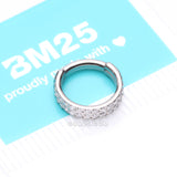 Detail View 4 of Implant Grade Titanium Double Lined Gems Seamless Clicker Hoop Ring-Clear Gem