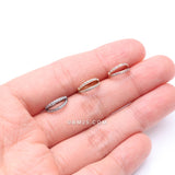 Detail View 3 of Implant Grade Titanium Golden Double Hoop Gems Seamless Clicker Hoop Ring-Clear Gem