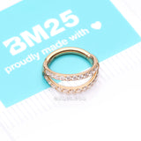 Detail View 4 of Implant Grade Titanium Golden Double Hoop Gems Seamless Clicker Hoop Ring-Clear Gem