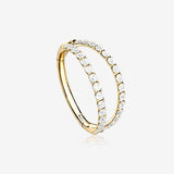 Implant Grade Titanium Golden Double Hoop Gems Seamless Clicker Hoop Ring-Clear Gem