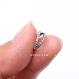 Detail View 2 of Implant Grade Titanium Rose Gold Double Hoop Gems Seamless Clicker Hoop Ring-Aurora Borealis