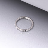 Detail View 1 of Implant Grade Titanium Pyramid Sparkle Studded Geometric Seamless Clicker Hoop Ring-Clear Gem