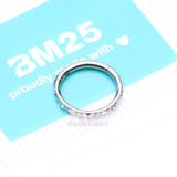 Detail View 4 of Implant Grade Titanium Pyramid Sparkle Studded Geometric Seamless Clicker Hoop Ring-Clear Gem