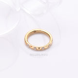 Detail View 1 of Implant Grade Titanium Golden Pyramid Sparkle Studded Geometric Seamless Clicker Hoop Ring-Clear Gem