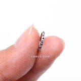 Detail View 2 of Implant Grade Titanium Pyramid Sparkle Studded Geometric Seamless Clicker Hoop Ring-Pink