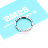 Detail View 4 of Implant Grade Titanium Pyramid Sparkle Studded Geometric Seamless Clicker Hoop Ring-Pink
