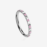 Implant Grade Titanium Pyramid Sparkle Studded Geometric Seamless Clicker Hoop Ring-Pink