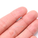 Detail View 2 of Implant Grade Titanium Pyramid Sparkle Studded Geometric Seamless Clicker Hoop Ring-Aqua