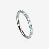 Implant Grade Titanium Pyramid Sparkle Studded Geometric Seamless Clicker Hoop Ring