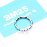 Detail View 4 of Implant Grade Titanium Pyramid Sparkle Studded Geometric Seamless Clicker Hoop Ring-Aqua