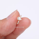 Detail View 2 of Implant Grade Titanium Golden Teardrop Sparkle Multi-Gem Rimmed Seamless Clicker Hoop Ring-Clear Gem