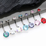 Detail View 4 of Implant Grade Titanium Internally Threaded Prong Set Belly Button Ring-Aqua