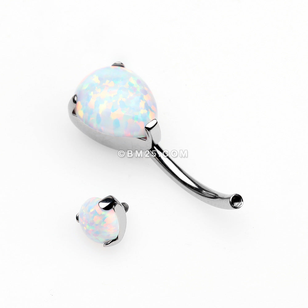 Implant Grade Titanium Internally Threaded Teardrop Opal Prong Belly