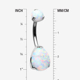 Implant Grade Titanium Internally Threaded Teardrop Opal Prong Belly Button Ring