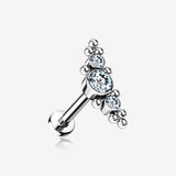 Implant Grade Titanium Sparkle Arc Bali Beads Top Internally Threaded Flat Back Stud Labret