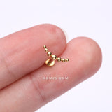Detail View 2 of Implant Grade Titanium Golden Crescent Arc Bali Beads Top Internally Threaded Flat Back Stud Labret