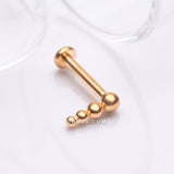 Detail View 1 of Implant Grade Titanium Golden Cascading Beaded Ball Top Internally Threaded Labret Flat Back Stud