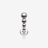 Implant Grade Titanium Cascading Beaded Ball Top Internally Threaded Labret Flat Back Stud