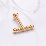 Detail View 1 of Implant Grade Titanium Golden Straight Beaded Ball Top Internally Threaded Labret Flat Back Stud