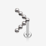 Implant Grade Titanium Chevron Arrow Beaded Ball Top Internally Threaded Labret Flat Back Stud