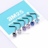 Detail View 1 of 6 Pcs Pack of Assorted Color Prong Set Gemstone L-Shaped Nose Rings