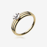 Golden Triple Stacked Design Sparkle Bendable Hoop Ring