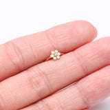 Detail View 2 of Golden Opalescent Spring Flower Sparkle Bendable Hoop Ring-Clear Gem/White