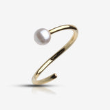 Detail View 2 of Golden Pearl Bead Bendable Nose Hoop-White