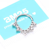 Detail View 4 of Royal Heart Filigree Sparkle Bendable Hoop Ring-Clear Gem