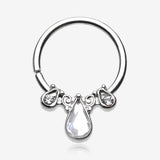 Radiant Kao Teardrop Sparkle Bendable Twist Hoop Ring-Clear Gem
