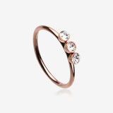 Rose Gold Triple Gem Sparkle Bendable Twist Hoop Ring