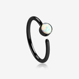 Blackline Fire Opal Sparkle Bezel Set Bendable Hoop Ring