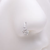 Detail View 1 of Butterfly Elegance Sparkle Dangle Multi-Gem Lined Bendable Hoop Ring-Clear Gem