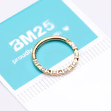 Detail View 3 of Golden Pyramid Studded Multi-Gem Sparkle Seamless Clicker Hoop Ring-Clear Gem