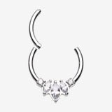 Detail View 1 of Marquise Brilliance Multi-Gem Sparkle Seamless Clicker Hoop Ring-Clear Gem