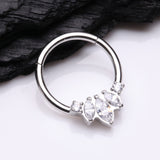 Detail View 2 of Marquise Brilliance Multi-Gem Sparkle Seamless Clicker Hoop Ring-Clear Gem
